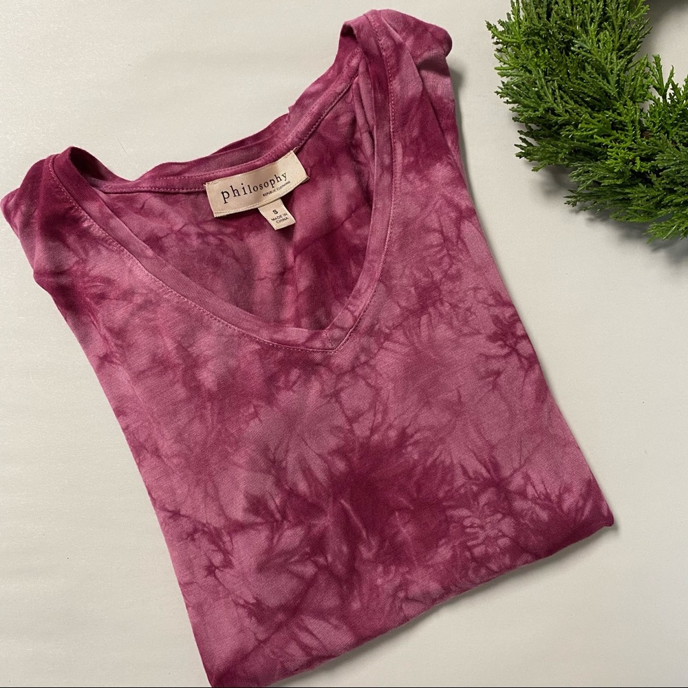 Philosophy Maroon Tye Dye Short Sleeve Shirt